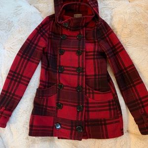 🌸 Red & black plaid classic coat